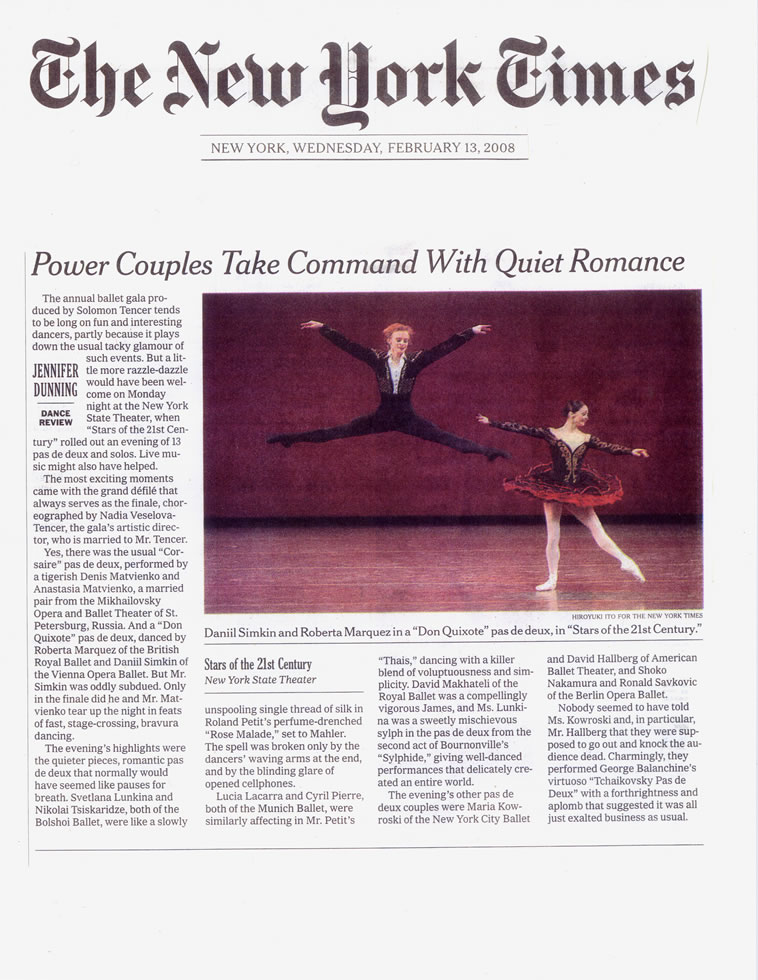 New York Times, New York, USA – 2008 | Academy of Ballet and Jazz